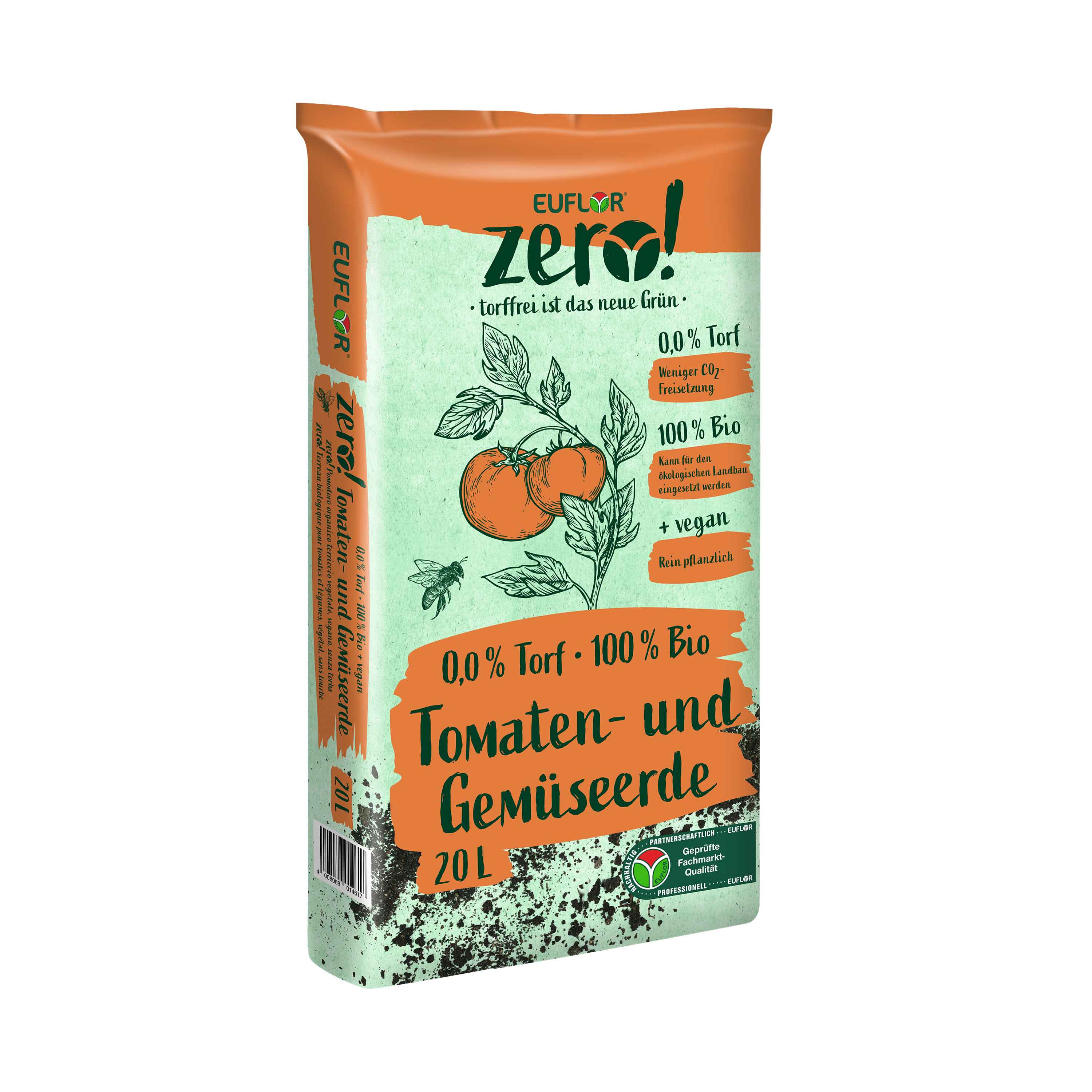 EUFLOR Bio Tomaten- und Gemüseerde - torffrei, vegan, zero! - 20 Liter Sack -