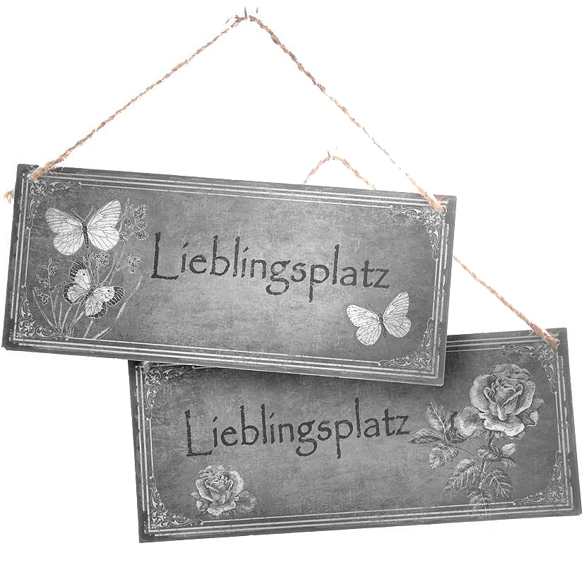 SHW Metallschild "Lieblingsplatz" mit Jutehänger Gr. 30,5 x 13 cm